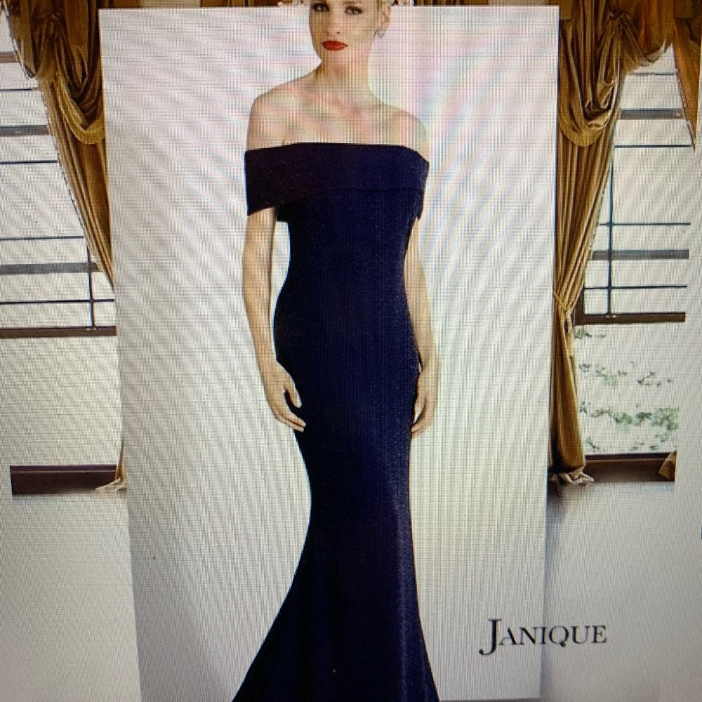 Janique 2933 Off Shoulder Glitter Mermaid Gown